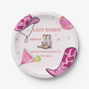 Retro Last Rodeo Cowgirl Western Bachelorette Paper Plate