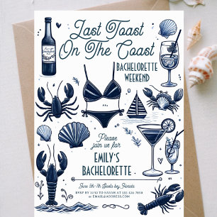 Retro Last toast coast Bachelorette Weekend Invitation