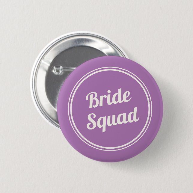Retro Lavender Bride's Squad Bridesmaid Button (Front & Back)