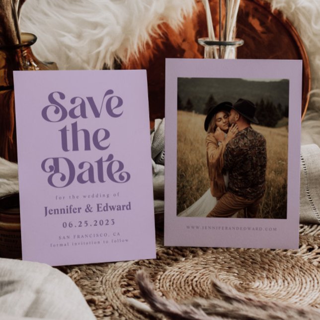 Retro Lavender Wedding Save The Date (Creator Uploaded)