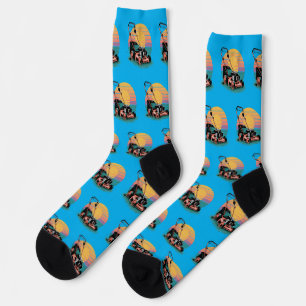 Retro Lawnmower Sunset Socks