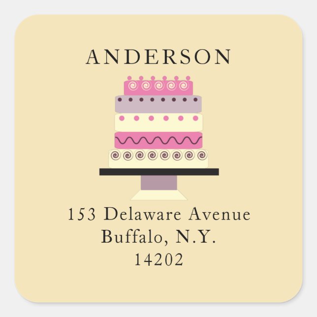 Retro Layer Cake Buttercream Return Address Label (Front)