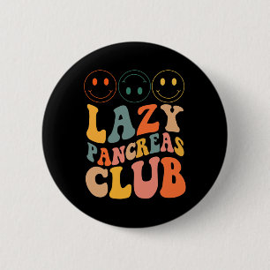 Retro Lazy Pancreas Club Type-1 Diabetes Awareness 6 Cm Round Badge