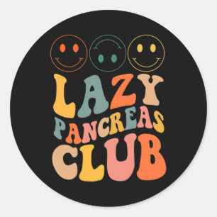 Retro Lazy Pancreas Club Type-1 Diabetes Awareness Classic Round Sticker