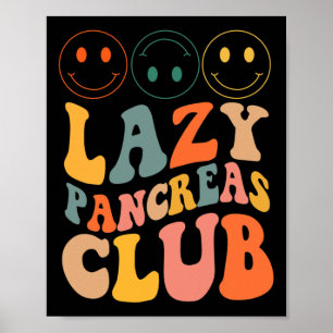 Retro Lazy Pancreas Club Type-1 Diabetes Awareness Poster