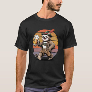 Retro Lazy Sloth Bear Beer Drinking Sloths T-Shirt