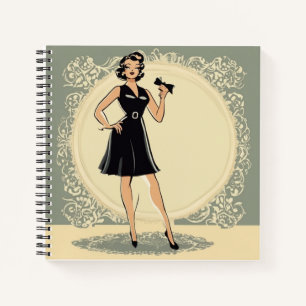 Retro LBD Vintage Chic Little Black Dress Diary Notebook