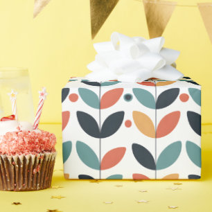 Retro Leaf Mid Century Modern Wrapping Paper