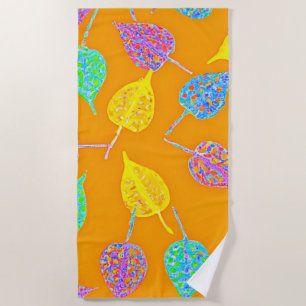 Retro Leaf Pattern Beach Towel