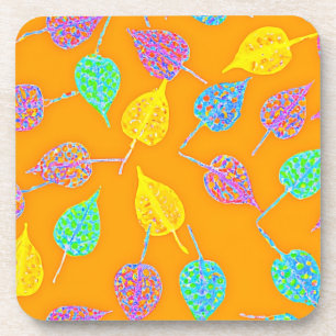 Retro Leaf Pattern Coaster