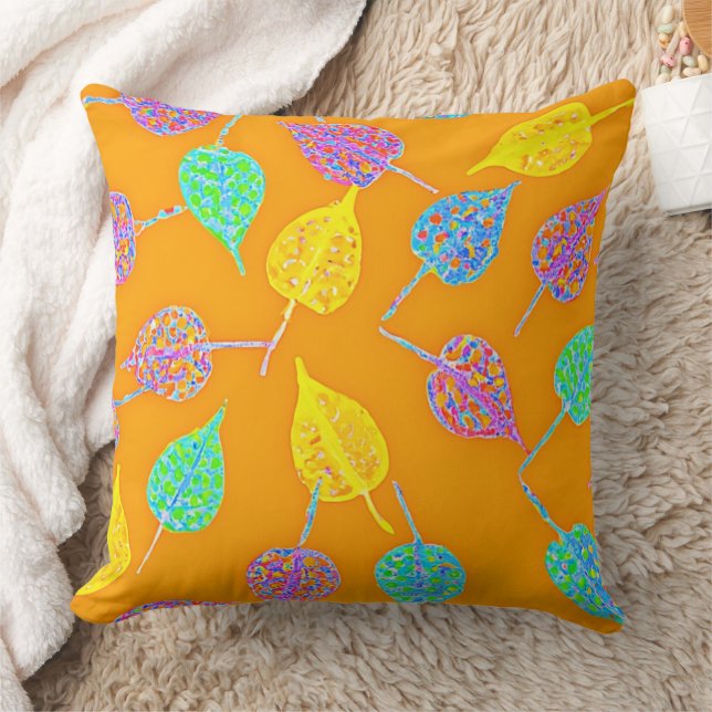 Retro Leaf Pattern Cushion (Blanket)