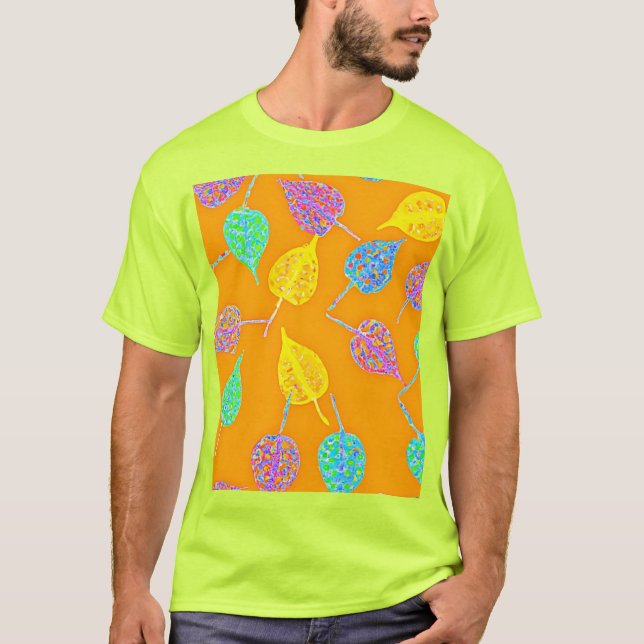 Retro Leaf Pattern T-Shirt (Front)