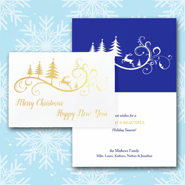 Retro Leaping Deer and Tree Christmas Foil Card (Creator Uploaded)