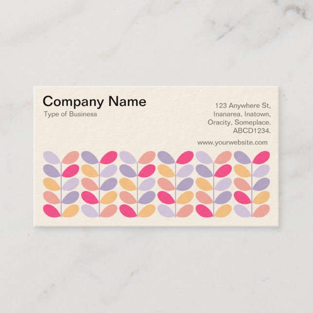 Retro Leaves 01 - (Cream) Business Card (Front)