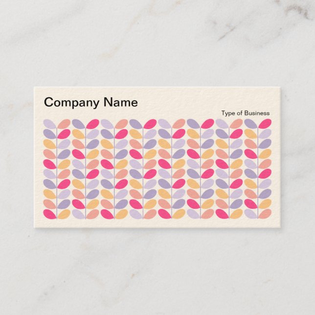Retro Leaves II 01 (Cream) Business Card (Front)