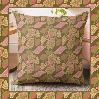 Retro leaves in bohem patterndesign cushion