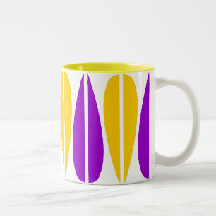 Retro Leaves - Purple and Amber Two-Tone Coffee Mug