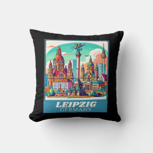 Retro Leipzig Skyline Cushion