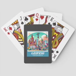 Retro Leipzig Skyline Playing Cards