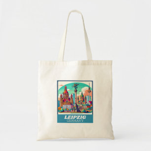 Retro Leipzig Skyline  Tote Bag