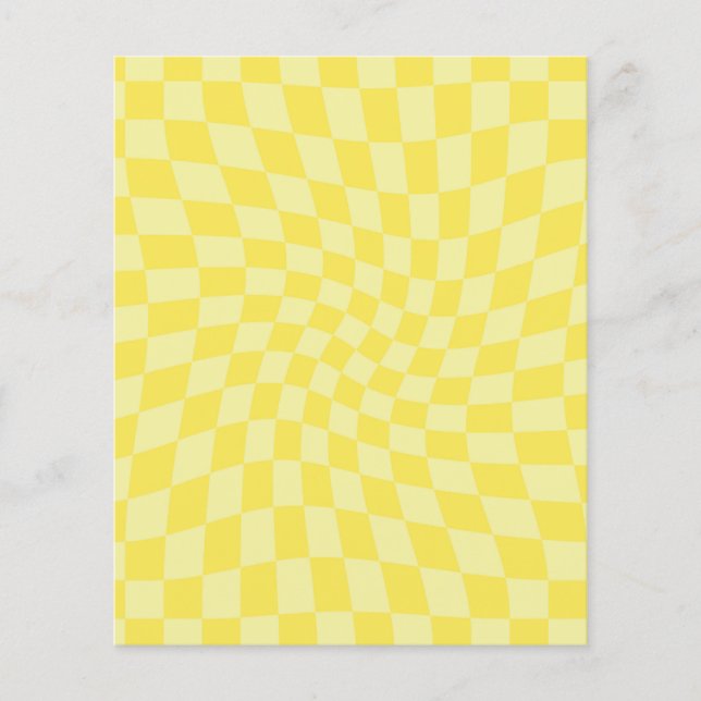 Retro Lemon Yellow Pastel Warped Chequerboard    (Front)