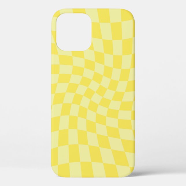 Retro Lemon Yellow Pastel Warped Chequerboard   Case-Mate iPhone Case (Back)