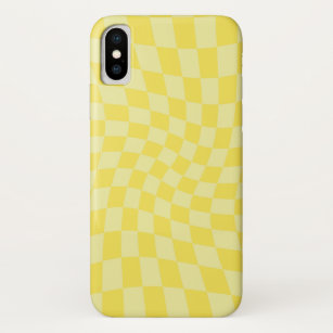 Retro Lemon Yellow Pastel Warped Chequerboard   Case-Mate iPhone Case