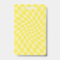 Retro Lemon Yellow Pastel Warped Chequerboard