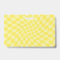 Retro Lemon Yellow Pastel Warped Chequerboard   