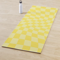 Retro Lemon Yellow Pastel Warped Chequerboard