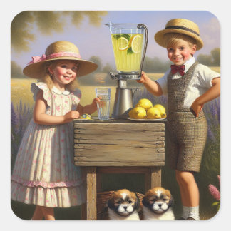 Retro Lemonade Stand Have a Good Summer Square Sticker