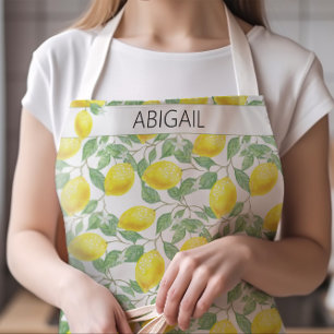 Retro Lemons & Lemon Tree Yellow Citrus Pattern Apron