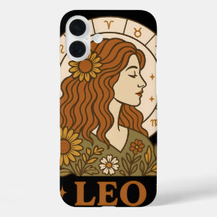 Retro Leo Zodiac Boho Floral Astrology iPhone 16 Plus Case