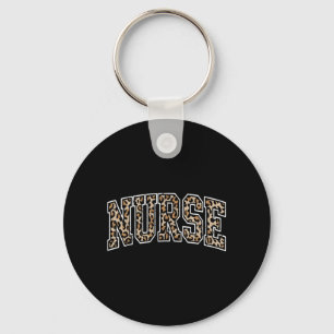 Retro Leopard Distressed Registered Nurse Key Ring
