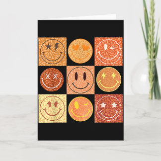 Retro Leopard Happy Face Chequered Pattern Smile F Card