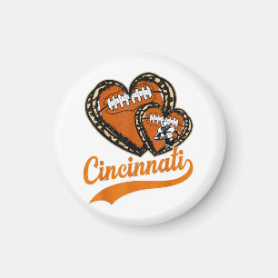 Retro Leopard Heart Cincinnati Football Lover Magnet
