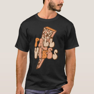 Retro Leopard Lightning Bolt Fall Vibes Autumn Le T-Shirt
