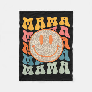 Retro Leopard Mama Groovy Face Trendy New Mama Fleece Blanket