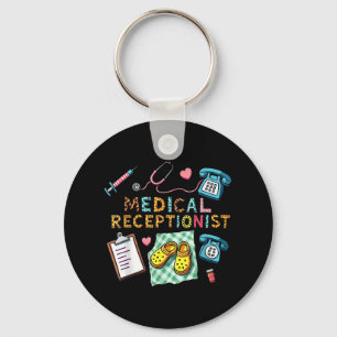 Retro Leopard Medical Receptionist Healthcare Work Key Ring