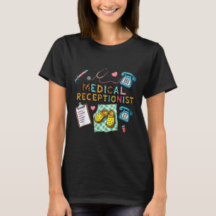 Retro Leopard Medical Receptionist Healthcare Work T-Shirt