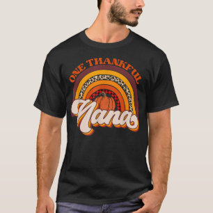 Retro Leopard One Thankful Nana Fall Autumn Thanks T-Shirt