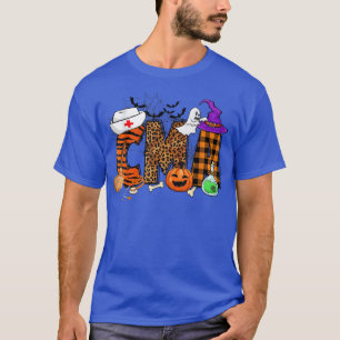 Retro Leopard Plaid CMA Cute Ghost and Pumpkin Hal T-Shirt