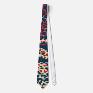 Retro Leopard Print Skin (Blue and red) Tie