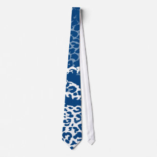 Retro Leopard Print Skin (Blue and White) Tie