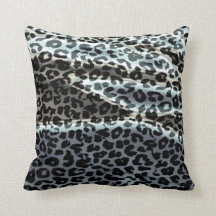 Retro Leopard Print Skin (Grey, Black) Cushion