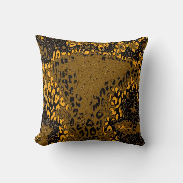 Retro Leopard Print Skin (Yellow, Black, Tan) Cushion (Front)