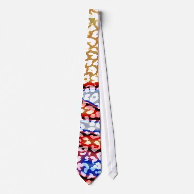Retro Leopard Print Skin (Yellow, Red, Blue) Tie (Front)