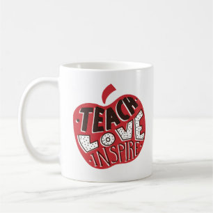 Retro Leopard Teach Love Inspire Apple Teacher Coffee Mug
