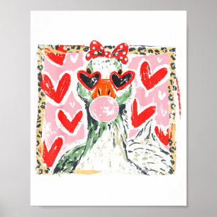 Retro Leopard Valentine Goose Funny Nk Coquette Lo Poster