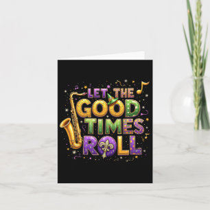 Retro Let The Good Times Roll Mardi Gras Party Lov Card